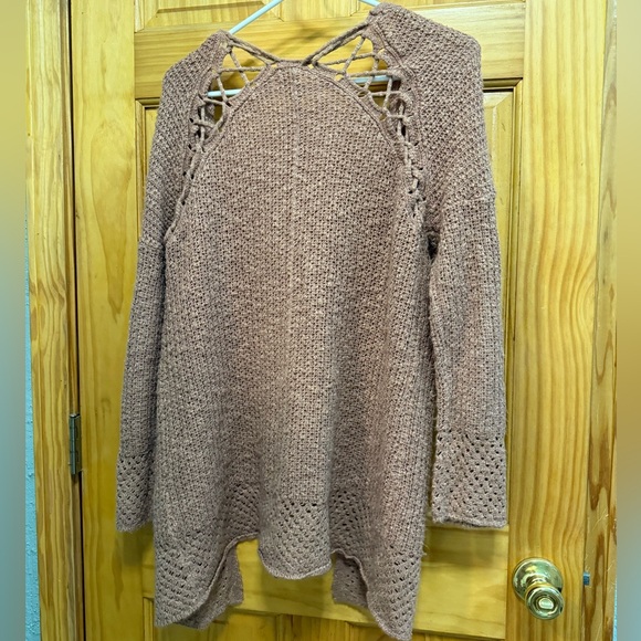 Jolt size M blush color blocks of open knit cardigan - Picture 6 of 9